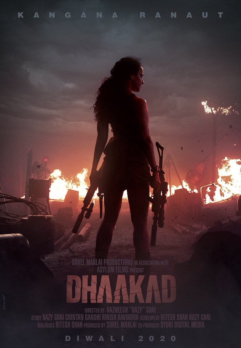 DHAAKAD FIRST LOOK OUT KANGANA RANAUT WITH MACHINE GUNS